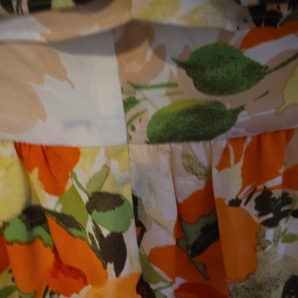 Elegant Cream and Orange Halter Midi Sundress - Picture 8 of 8